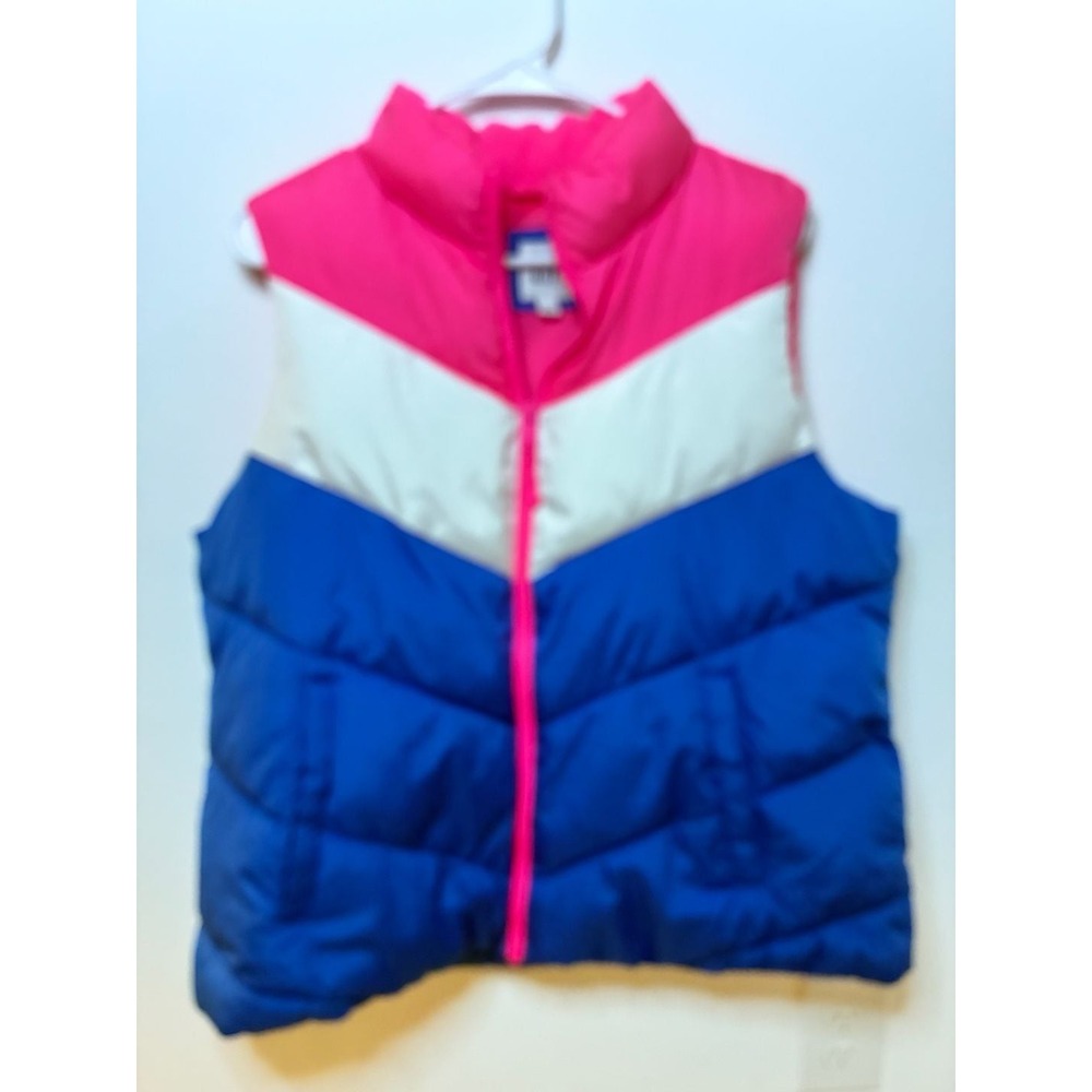 Gap Puffer Vest Size XL Pink White Blue Colorblock